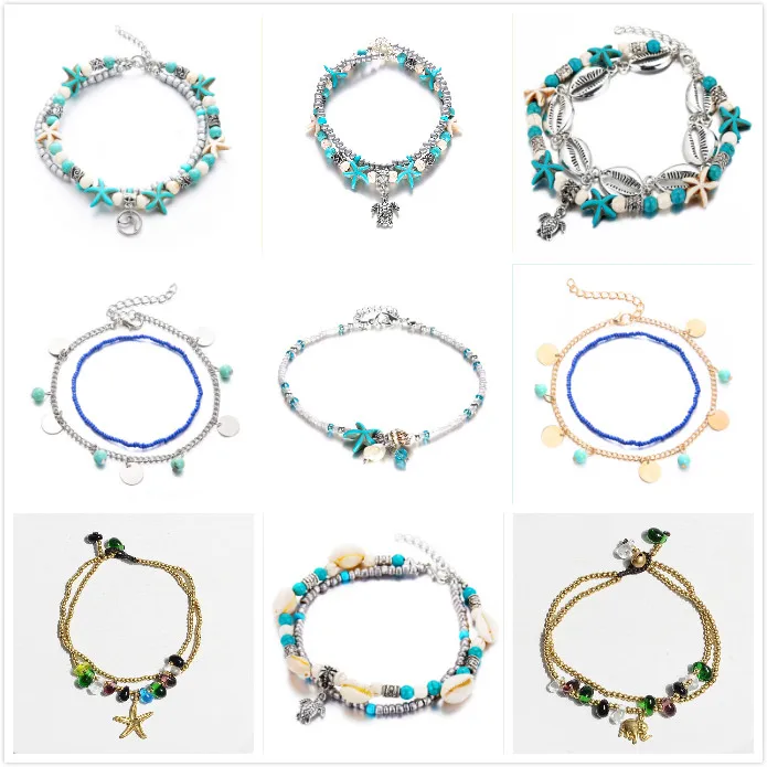 Artilady Vintage Shell Beads Anklets For Women New Multi Layer Anklet Leg Bracelet Bohemian Beach Ankle Chain Jewelry Gift