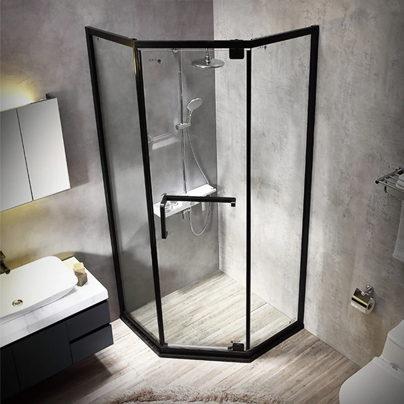 
Customized tempered glass black shower enclosure Smoked glass bathroom doors 