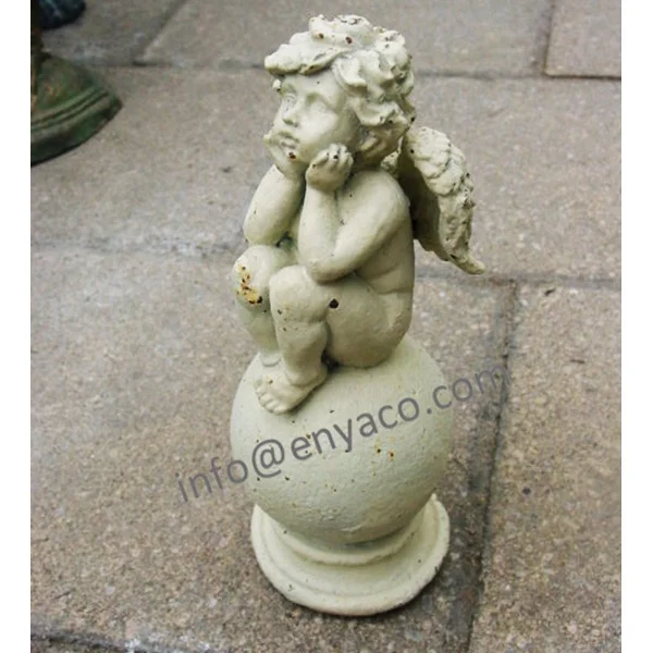 Wholesale Metal Set/3 Iron Home and Garden Aged Color Large Cherub Fairy Decoration Christmas Angel Figurines Statue Ornaments