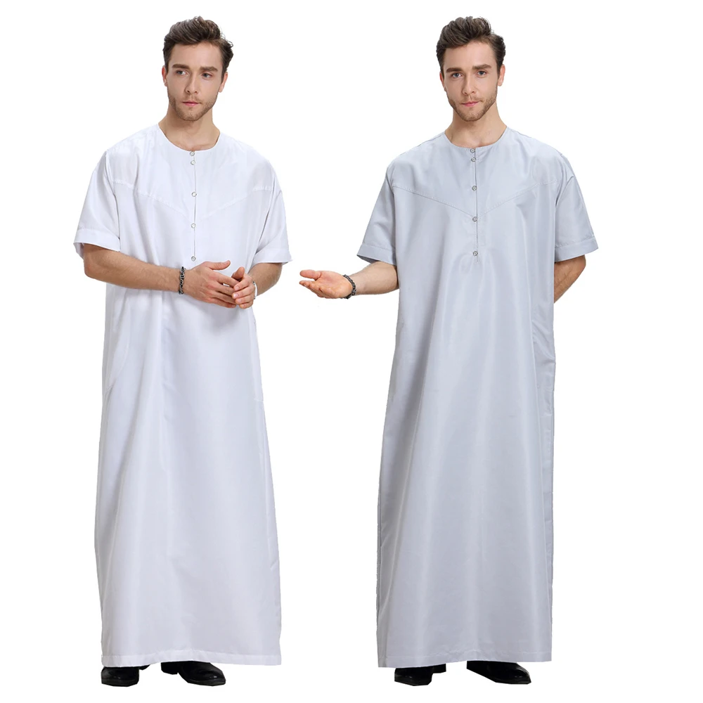 A6169  Galabia white color men jubba qatar jilabiya khaleeji thobe eid arabic with buttons