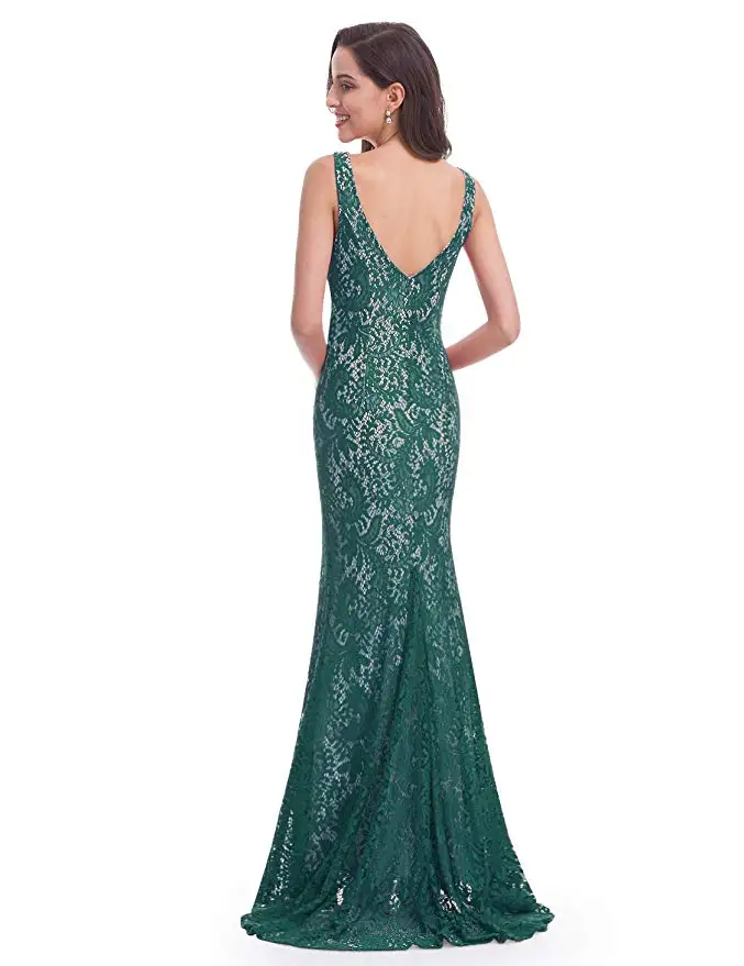 
High quality sleeveless long evening patterns of lace evening dress 