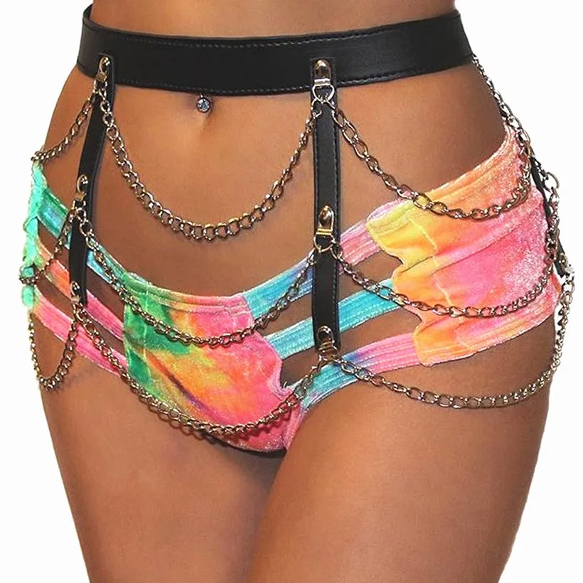 Евро-американские перекрестные ленты в стиле панк KTV с нестандартными ремнями для удержания, выполняющие ювелирные изделия, модные женские ремни с цепочкой