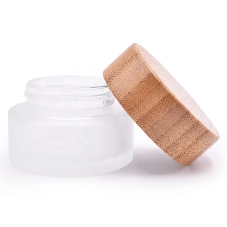 Прямая продажа с завода, запасы, герметичная косметическая упаковка, пустая переработанная, 1 унция, 30 г, матовое стекло, Бамбуковая банка для крема
