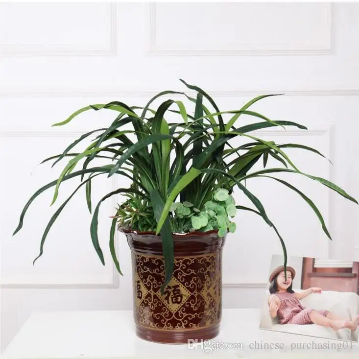 Artificial Gladiolus Leaf Green grass Long Artificial Grass Plants Latex real touch Silk flowers Leaves Home Wedding Office