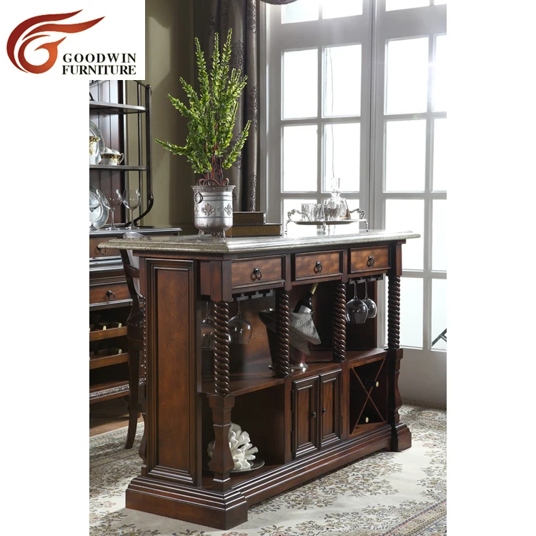 Hot sell luxury wooden marble top bar table furniture GF181