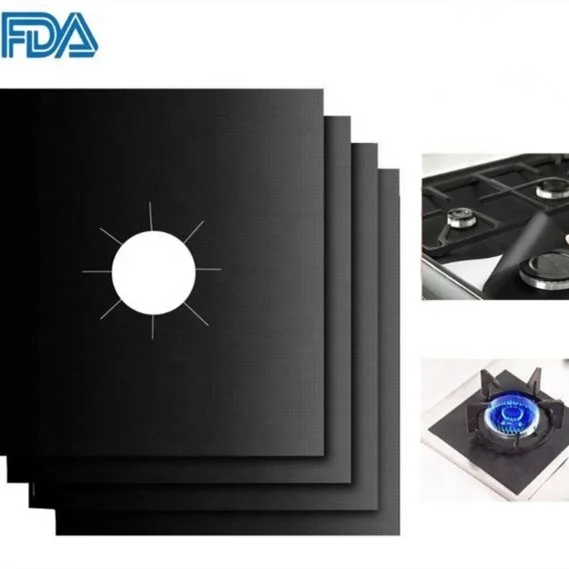 
4 pcs 27x27cm black Gas Stove Burner Covers non Stick Mat keep clean stove protectors for Kitchen/Cooking 