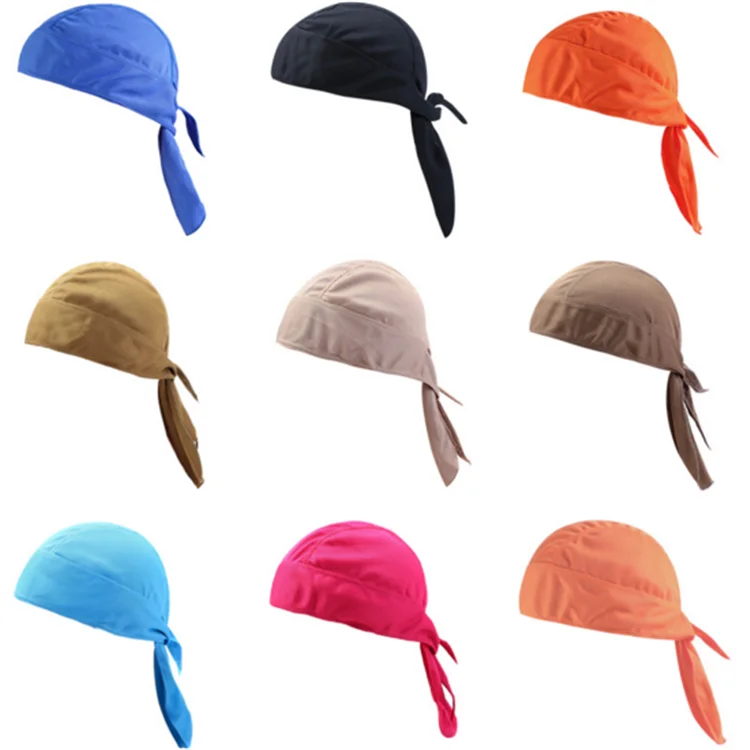 Wholesale Polyester Do Rags Adjustable Sweat Wicking Pirate Hat Skull Cap Sports Quick Dry Headband Durag For Men Women