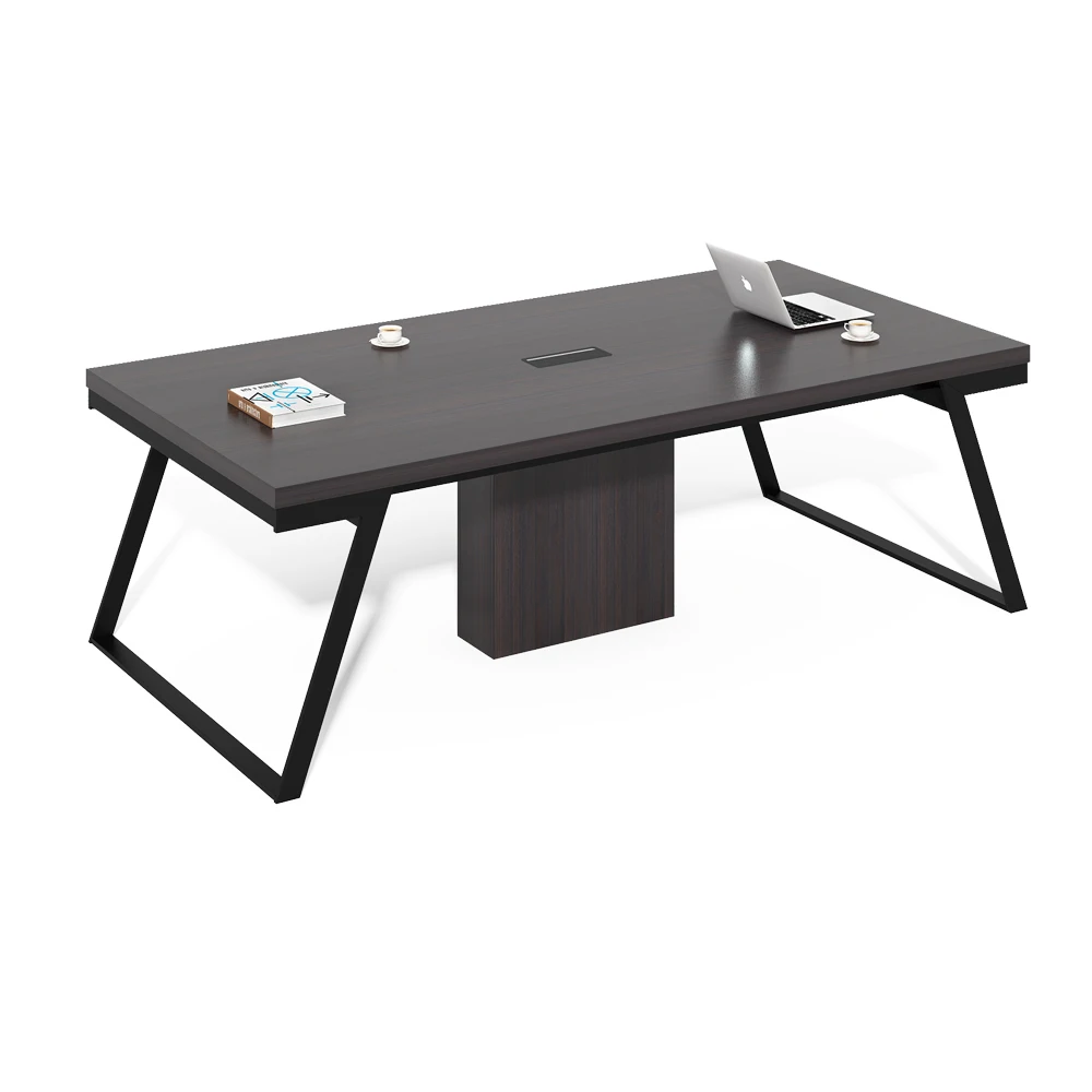 China Factory High End Wooden Furniture Modern Meeting Room Office Conference Table with Metal Frame