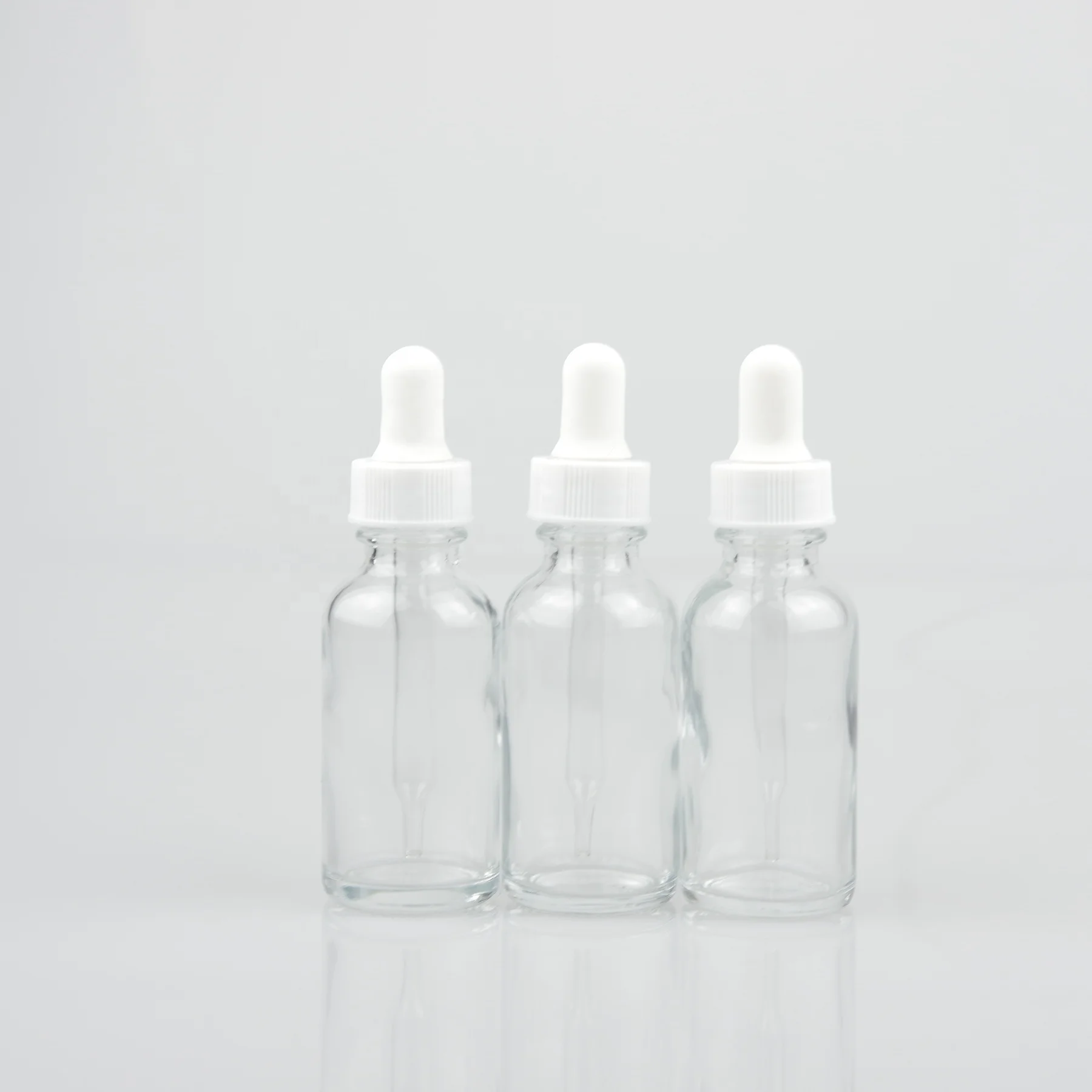 1 oz 30 ml clear glass boston bottle essential oil bottle with 20mm dropper cap