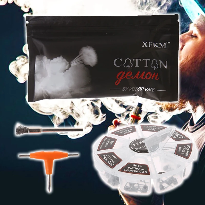  Готовая катушка XFKM 8 в 1 Clapton Alien Tiger Hive Quad плоская скрученная сплавленная нагревательная проволока для вейпа готовая электронной