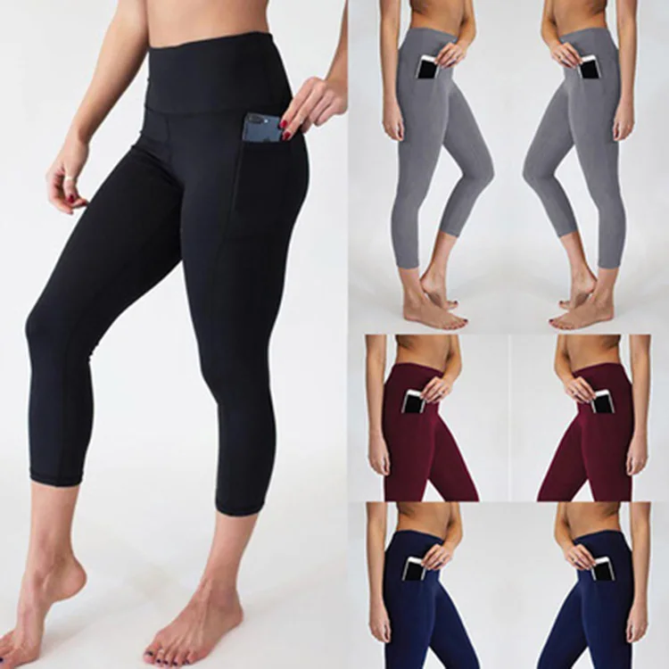 
wholesale sport workout custom women leggings fitness yoga pants gym capri leggings with pocket 