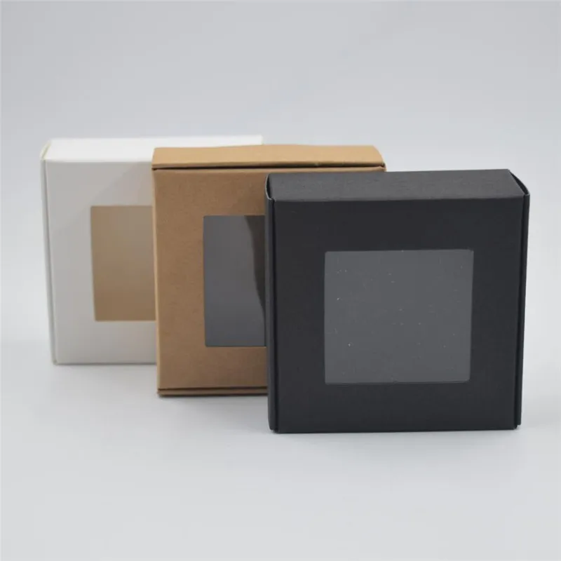 luxury customized printing white cardboard package kraft paper soap box with window