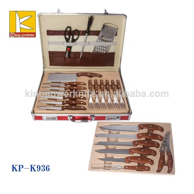 Egypt style 25pcs knife set stainless steel kitchen knife set with aluminum case