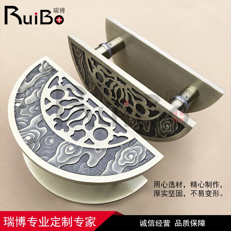 Ribo carved pattern gate pull the luxury villa door handle the red bronze antique gate handle