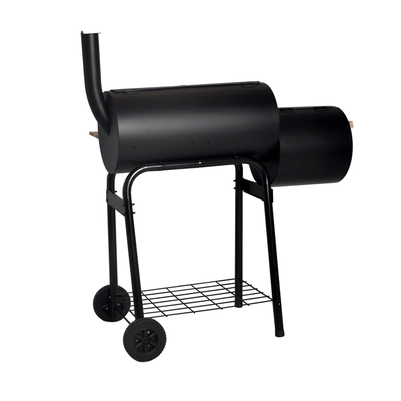 SEJR Moveable Trolley Barrel Barbecue Charcoal BBQ Grill with Lid 102x62x113cm
