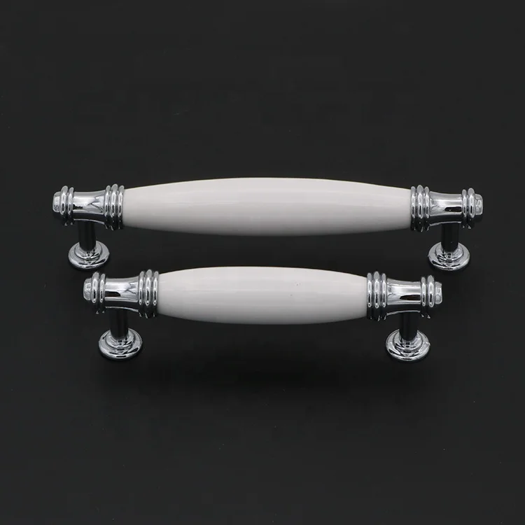 Luxury European elegant white wardrobe handle porcelain furniture drawer pulls ceramic kitchen cabinet handle