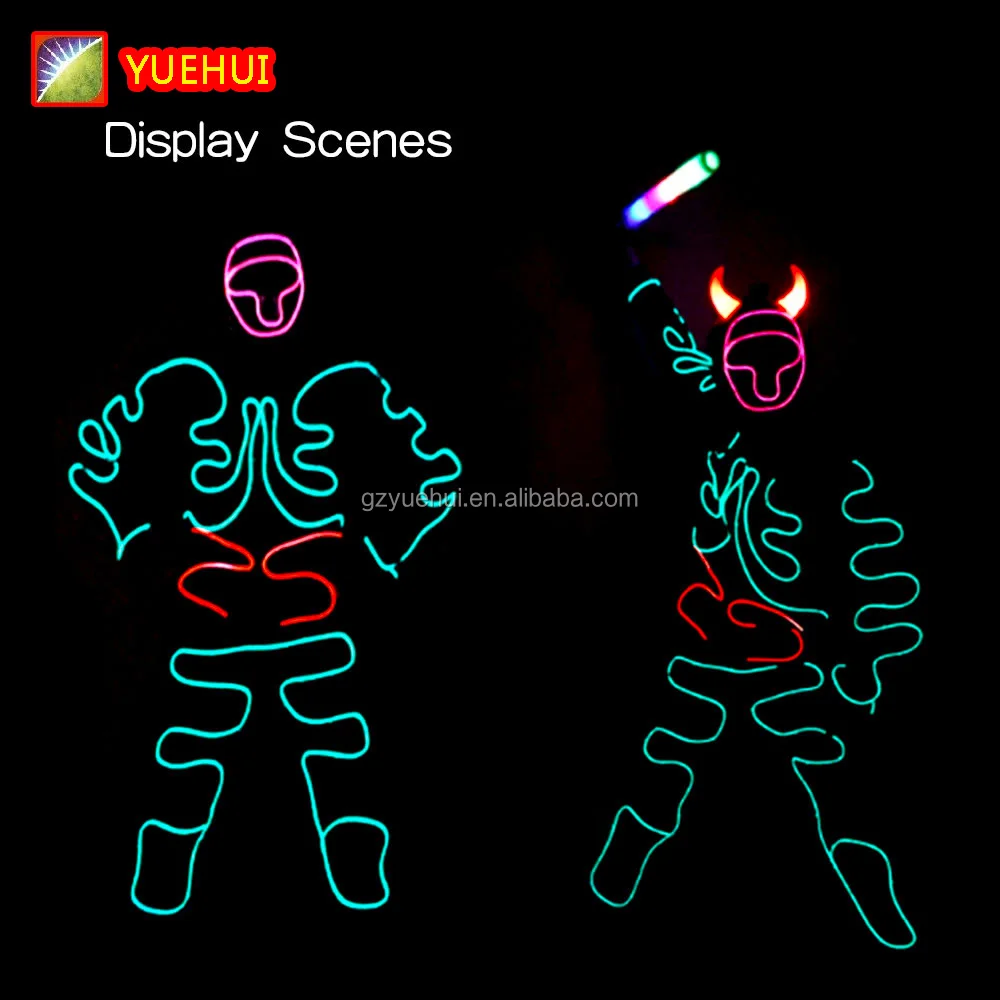 Halloween Decor Neon Led Strip Luminous Bull Demon King Colorful Twinkle Costume Accessory Light Up Christmas Eve Favors Clothes