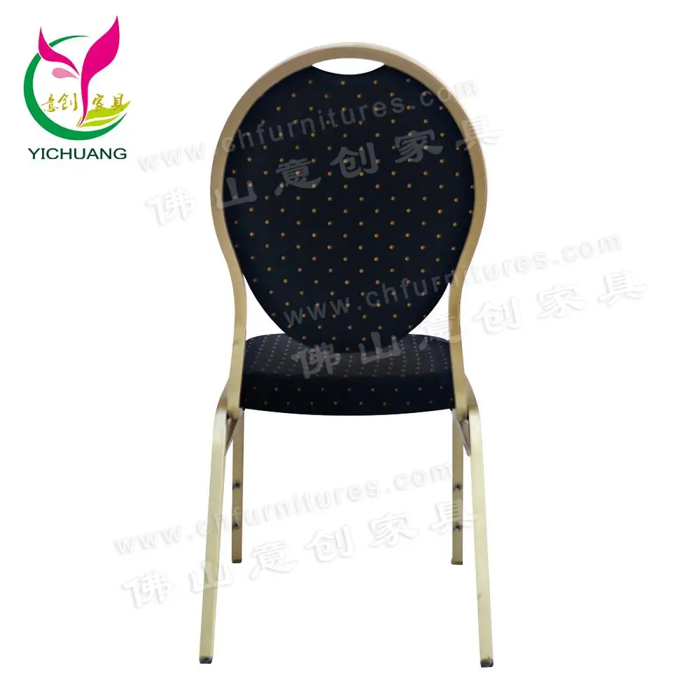 YC-ZL10-04 High Quality Fabric Cushion Dining Room Gold Aluminum Banquet Chair For Sale