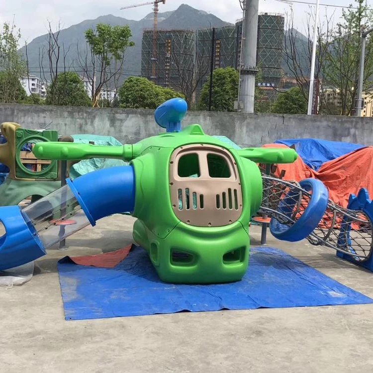 Пластиковая Самолетная горка с веревочной трубкой для уличной игровой площадки