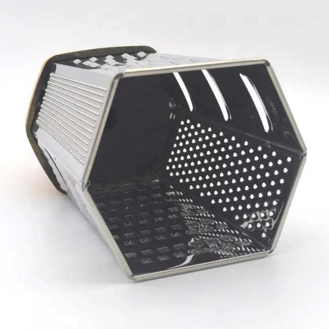 BPA Free Multifunction Stainless Steel Chocolate Slicer Coconut Cheese Grater with Wooden Transfer Coating Plastic Handle