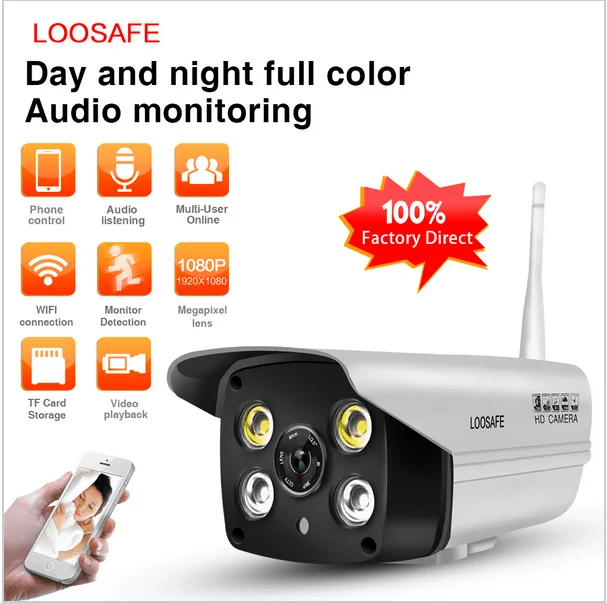 Loosafe 1080P HD инфракрасный Водонепроницаемая камера день и ночь напольный P2P безопасности Wi-Fi ip-камера с sd слот для карт