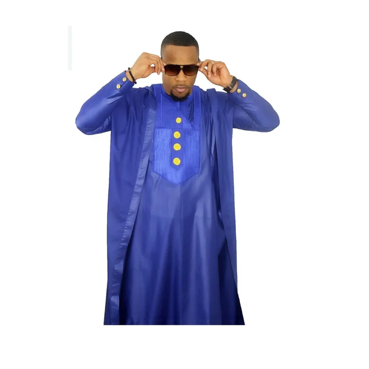 Queency 2020 man bazin already made clothes kaftan with embroidery