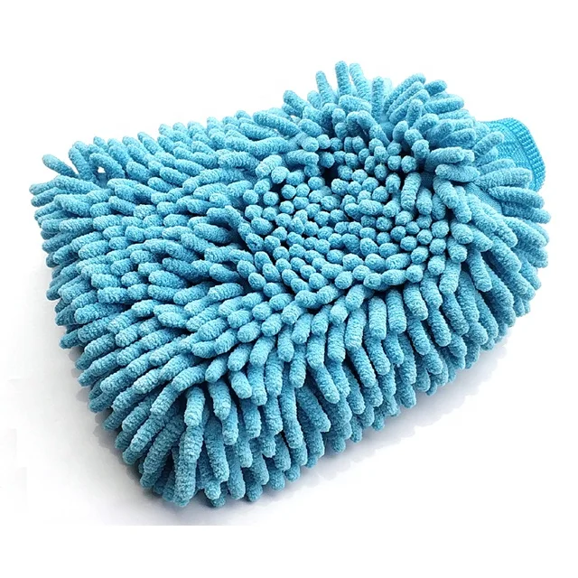 Microfiber Chenille Cleaning Glove, Shaggy Chenille Car Drying Mitt