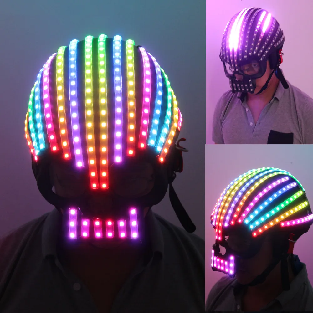 LED helmet Full color luminous LED helmet with Multiple effects Glowing Party DJ Robot Mask business accessories