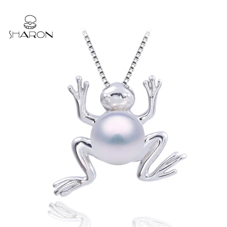 Customized Latest Style Wholesale Fashion Lucky Women Jewelry Design S925 Frog Pearl Pendant Necklace