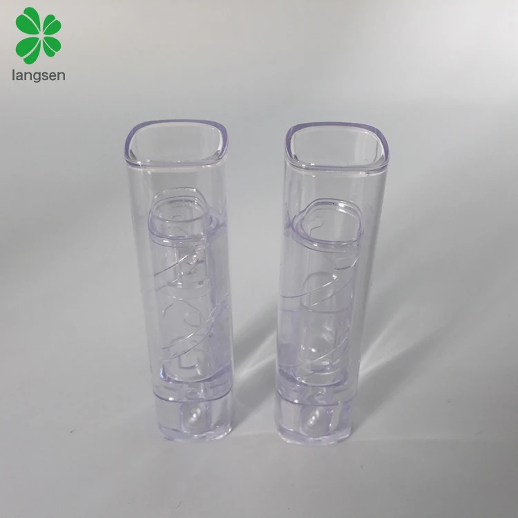 Recycled plastic clear lipstick tube for lipstick lip balm, square shaped lip balm tube container low MOQ