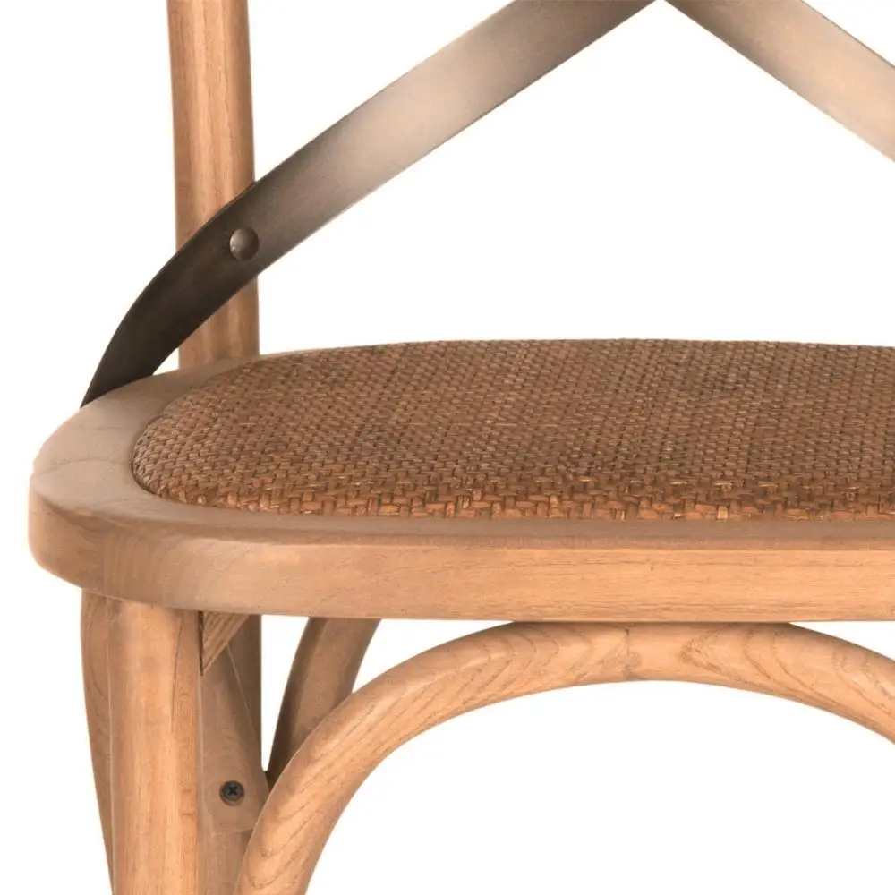 Amazon Hot Bar Room Solid Wood Bent Metal X Cross Back Bar Height Stool High Chair