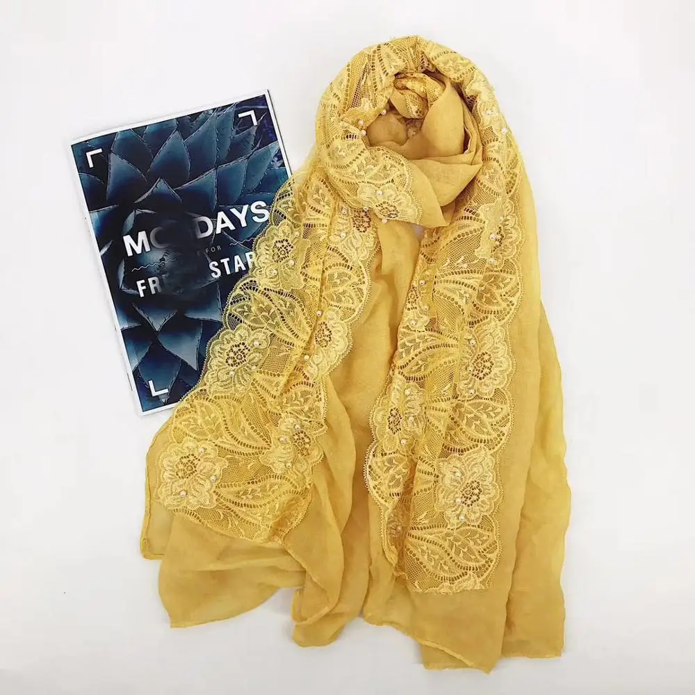
Лидер продаж 2019, новое lslamic свадебное платье, хиджаб для вечеринки, длинные женские хлопковые кружевные шарфы с жемчугом  (62111805976)