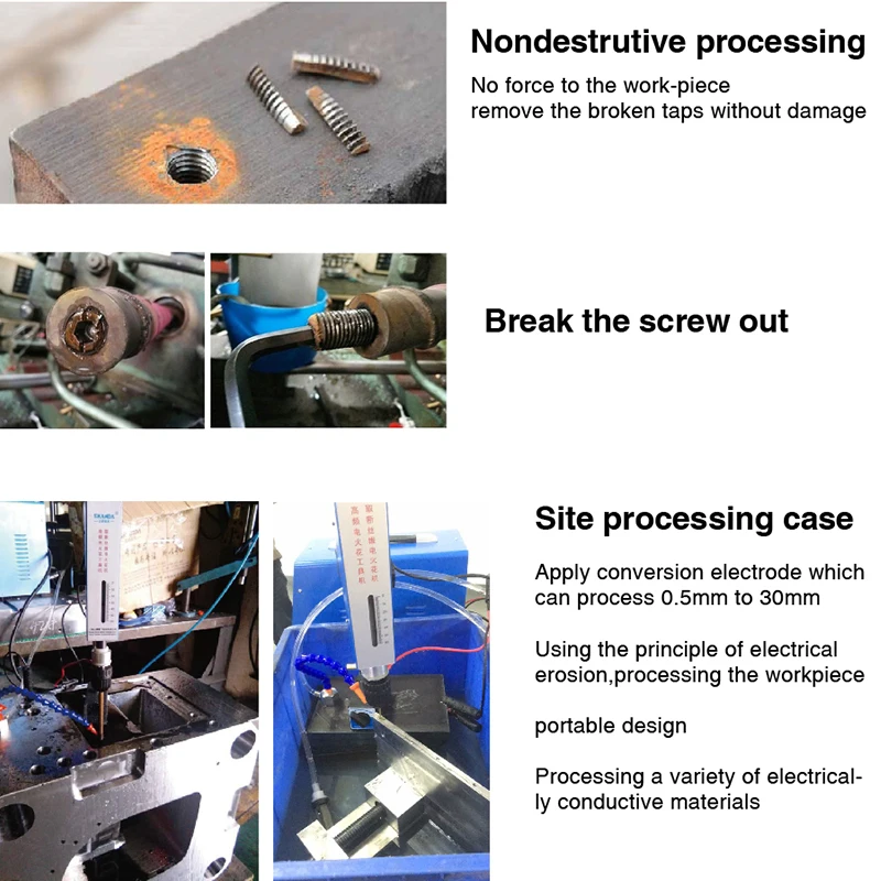 Economic and convenient arbitrary adjust working head mini edm sparking erosion broken tap remover