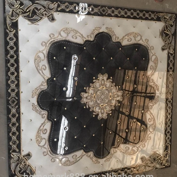 Four in One Set Flower Polished Golden Crystal Ceramic Tile Carpet for Hotel