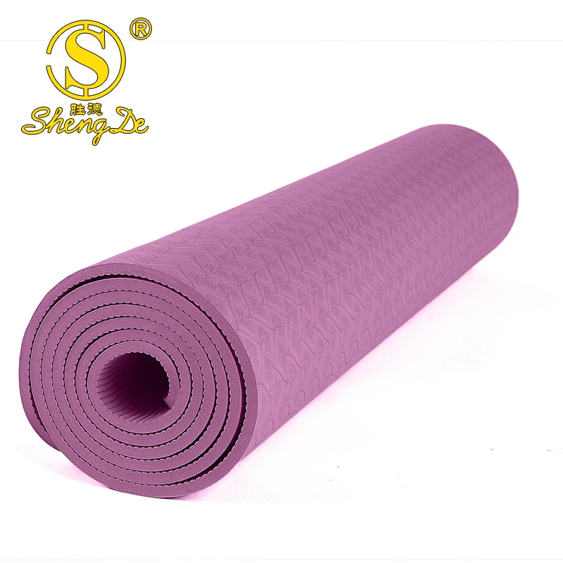 Support Drop Shipping Cheap Mat Yoga Non Slip TPE 6mm Yoga & Pilates 1pc Packing with Rope Strap,12pcs Per Carton 2pcs 1000g
