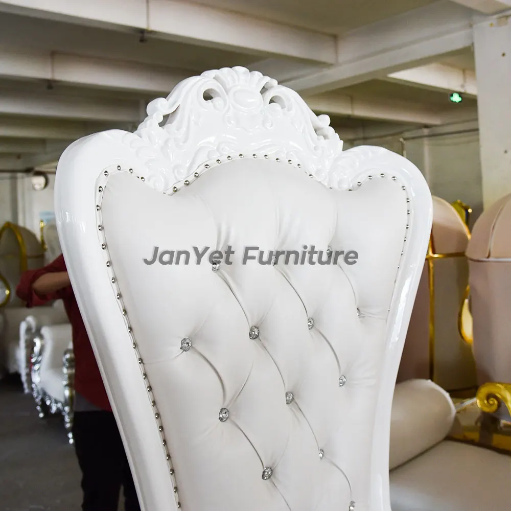Wholesale wedding event baroque queen leather white throne chair