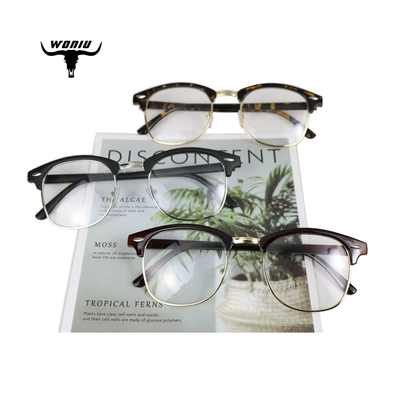 
CJ8056 classic china hot metal pc half rim anti blue light lens round frames optical eyeglasses 2021 