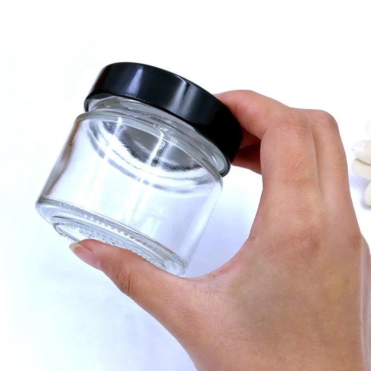 wholesale glass bottle 100ml vacuum spice storage container 4oz food canisters empty ergo glass jars with metal twist off lids