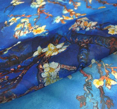 Супер сентябрьская ткань из 100 чистого шелка органзы с цифровой печатью для женской одежды