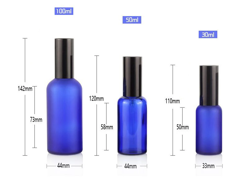 Hot sale 5ml 10ml 15ml 20ml 30ml 50ml 100ml Blue Glass Spray Bottle