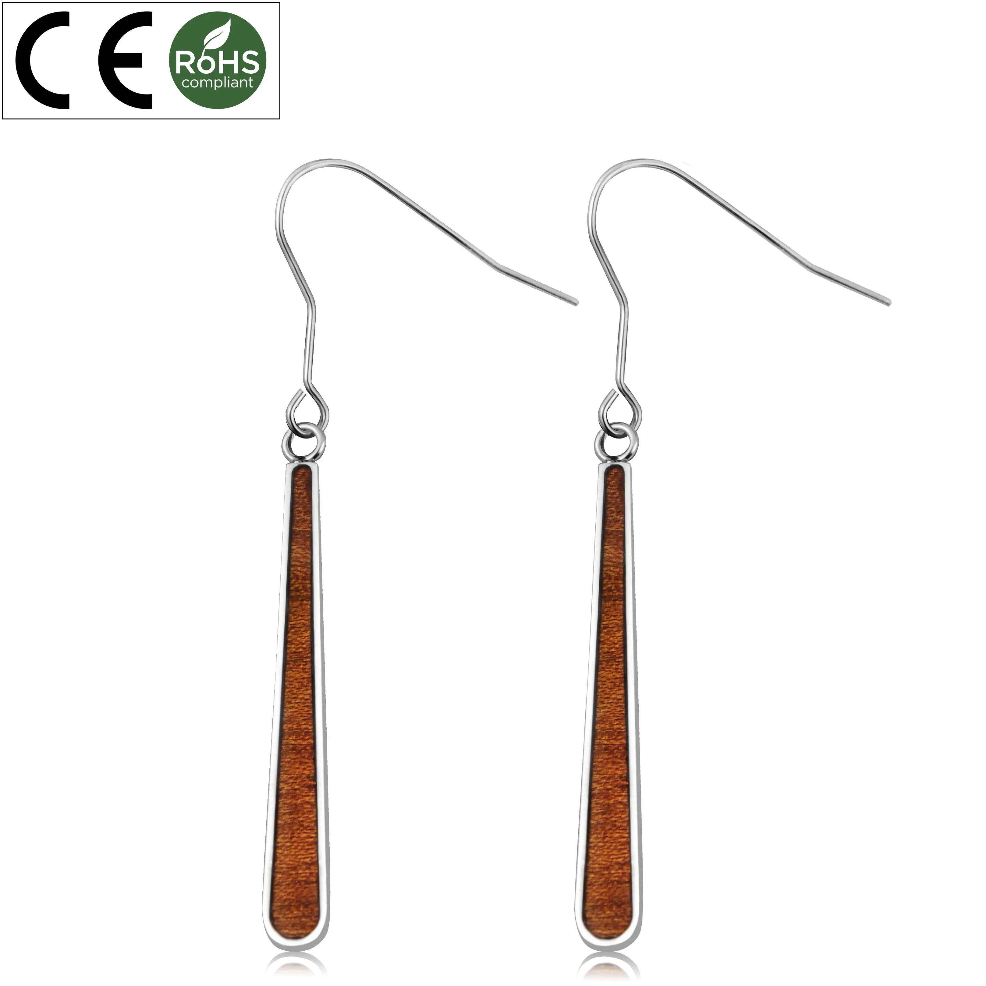 Hawaiian KOA Wood Earrings Women Jewelry Wire Hook Stainless Steel Earrings