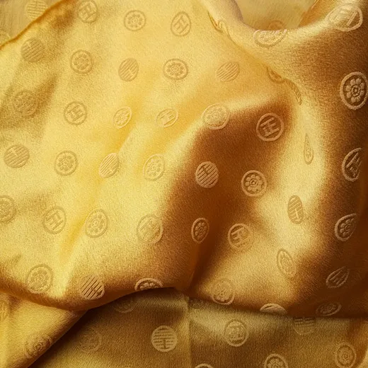 Solid-dyeing italian silk brocade fabric, custom logo 16mm mulberry silk jacquard