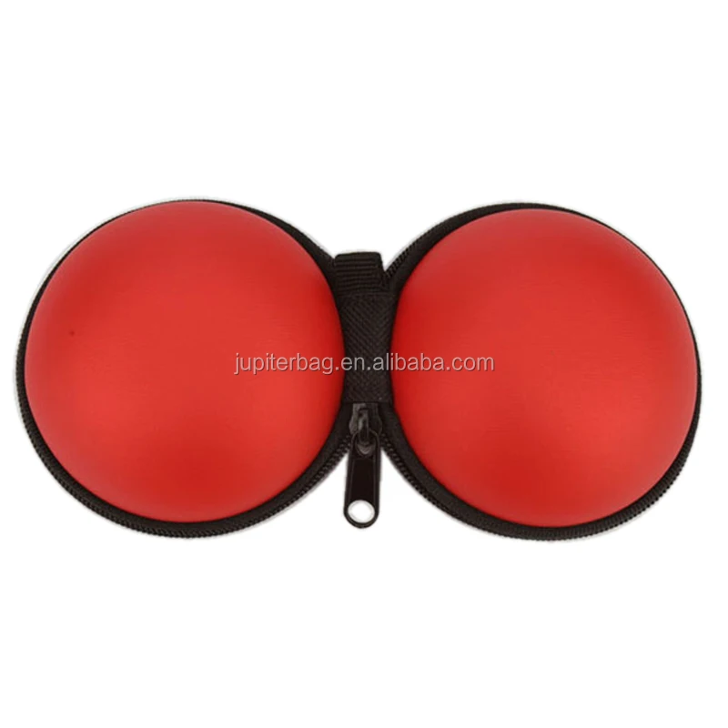 personalized red ball shape eva leather shockproof earphone earset earbud hard case