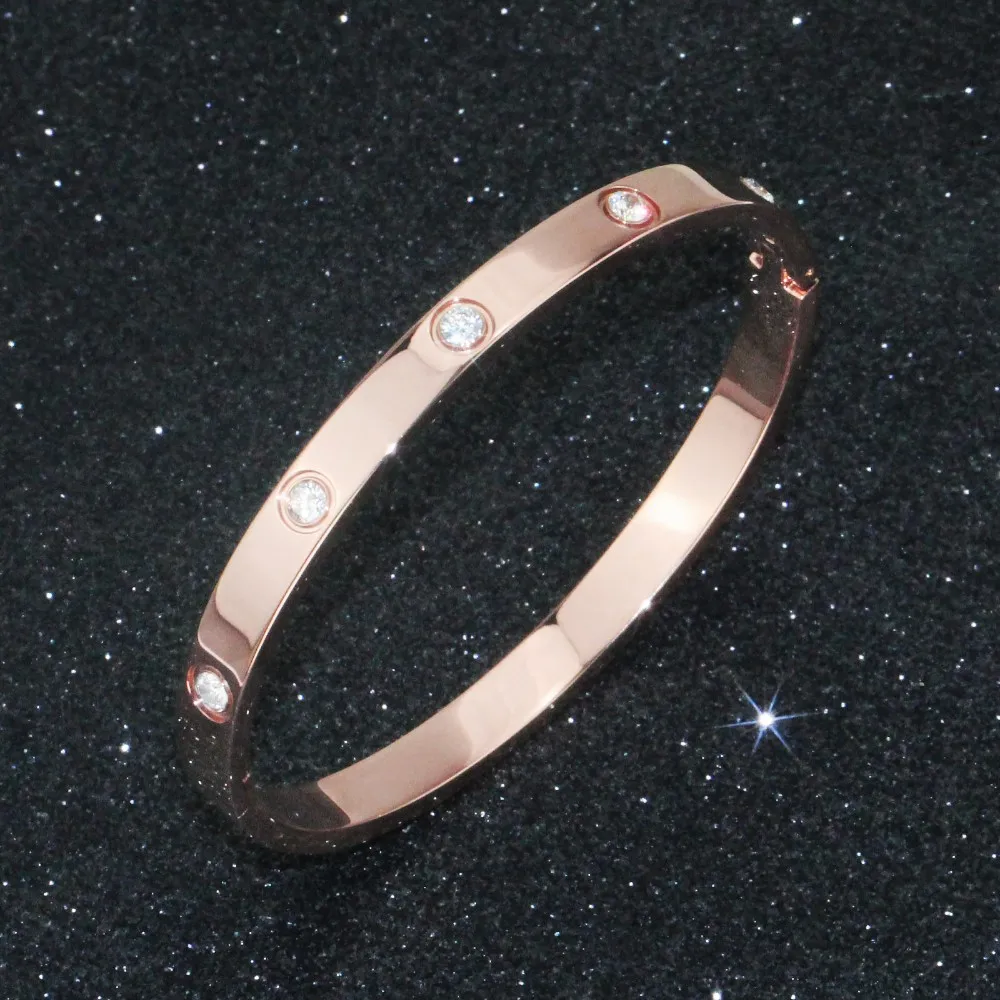Loftily Bracelets for Women Diamond Bracelet Bangle for Couples Buckle Titanium Steel Girlfriend Boyfriend Valentines Wedding