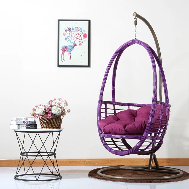 Best selling PE rattan wicker single hanging chair in garden balcony
