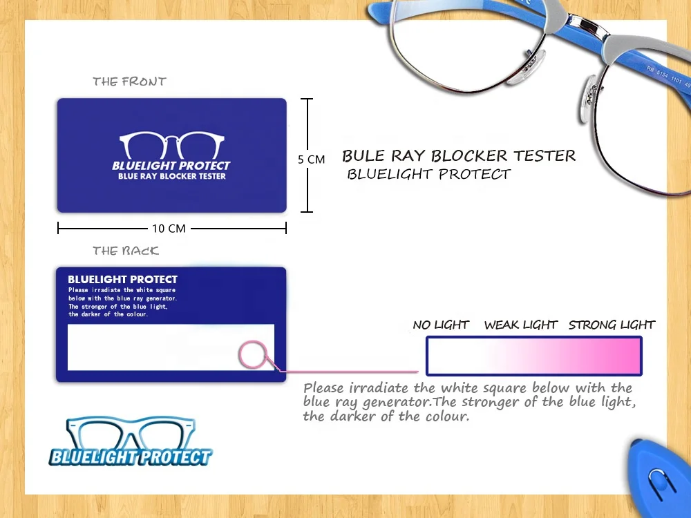 Anti Blue Light Blocking Glasses Test Blue Light Tester Testing Card