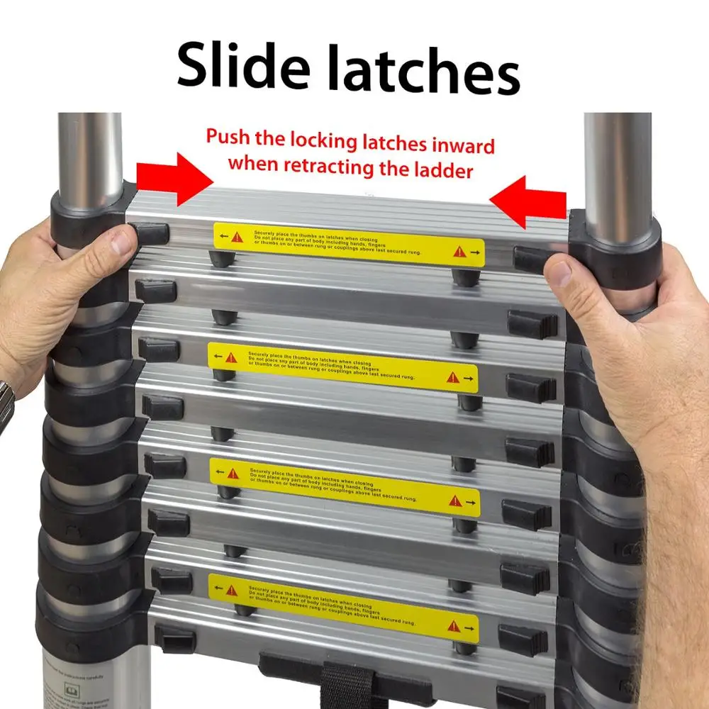 12.5 Ft Telescopic Aluminum Portable Ladder With Finger Protection