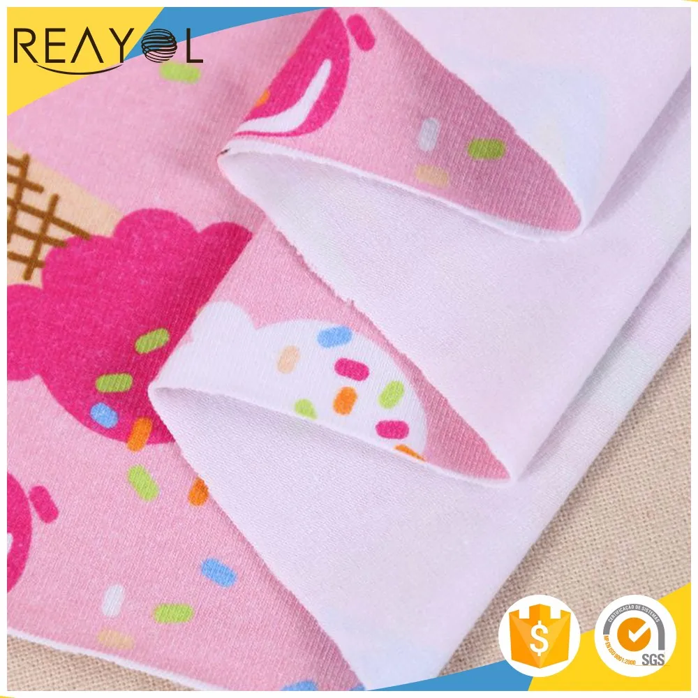 Текстильная Мода мороженое изображение цифровой печати хлопок футболка из лайкры ткань