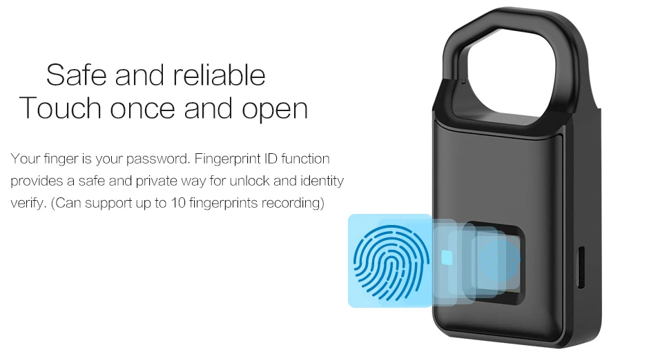 P4 USB Rechargeable Waterproof Wireless Smart Fingerprint Padlock