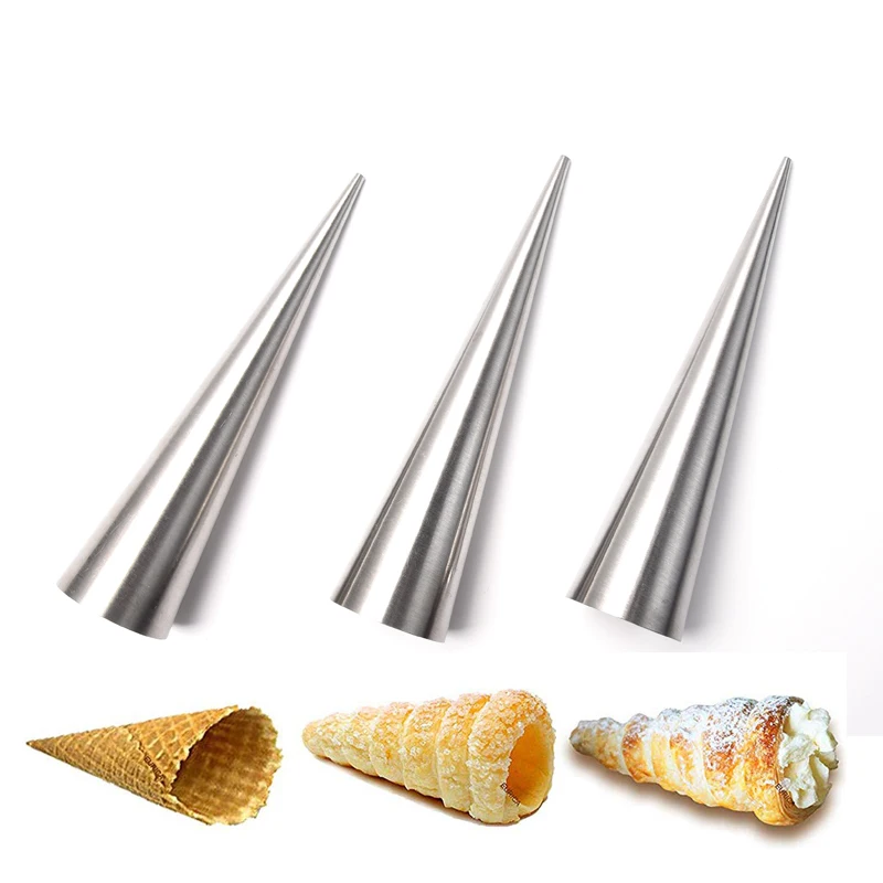 Stainless Steel Non-stick Cone Cream Horn Form for DIY Baking Croissant Cone Pastry Roll molds